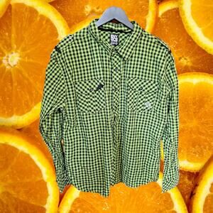 Enyce Green and Black Check Button Up Shirt Size XL